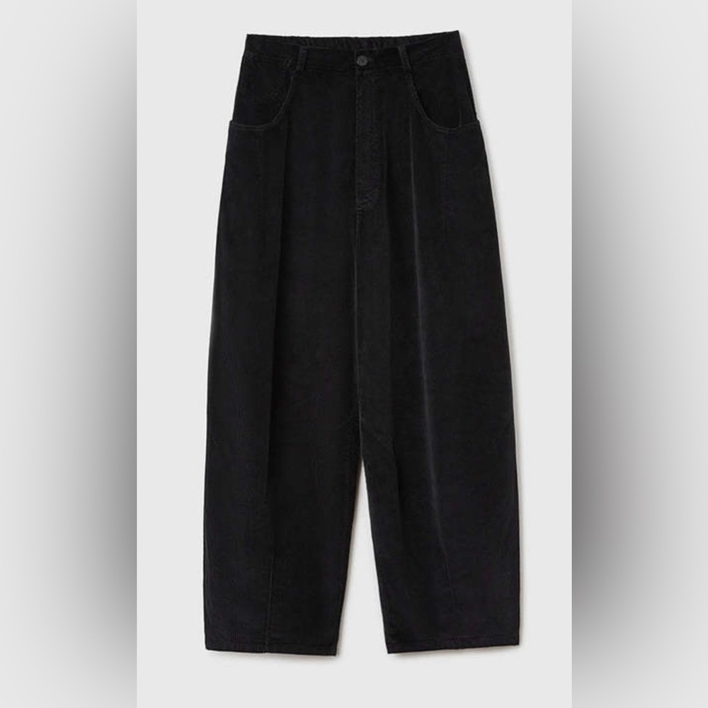 Cordera Black Corduroy Baggy Pants
